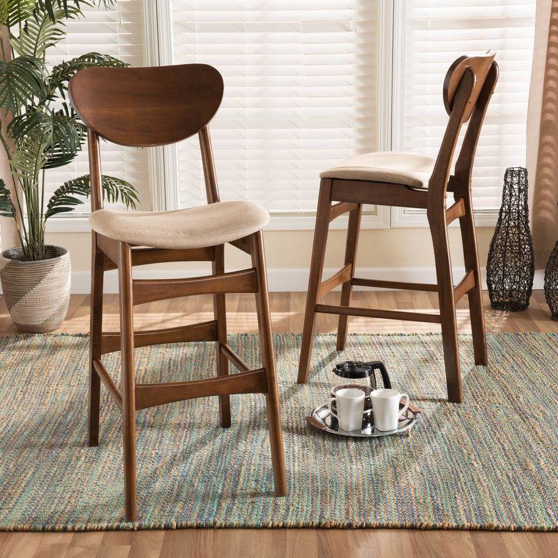 2pc Katya Wood Barstool Set - Baxton Studio