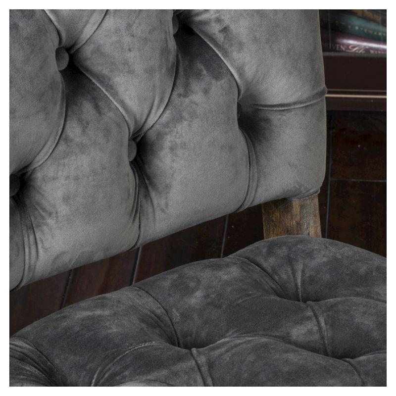 Set of 2 Saltillo New Velvet Dining Chair Charcoal - Christopher Knight Home: Upholstered, Button Tufted