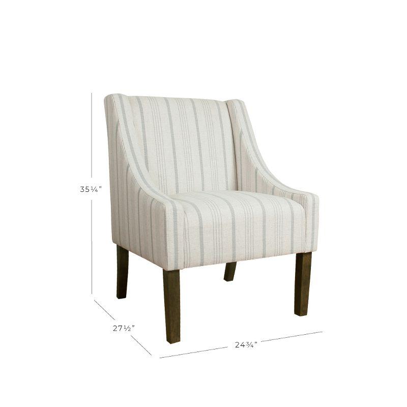 Gray Stripe Wood Frame Modern Accent Chair