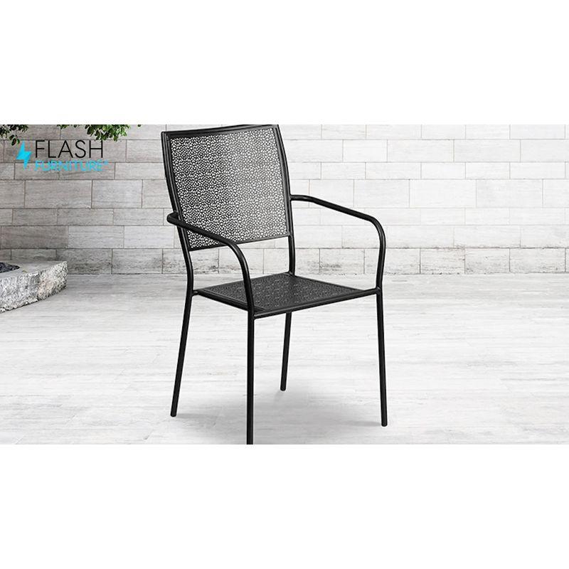 Flash Furniture Commercial Grade Coral Indoor-Outdoor Steel Patio Arm Chair with Square Back