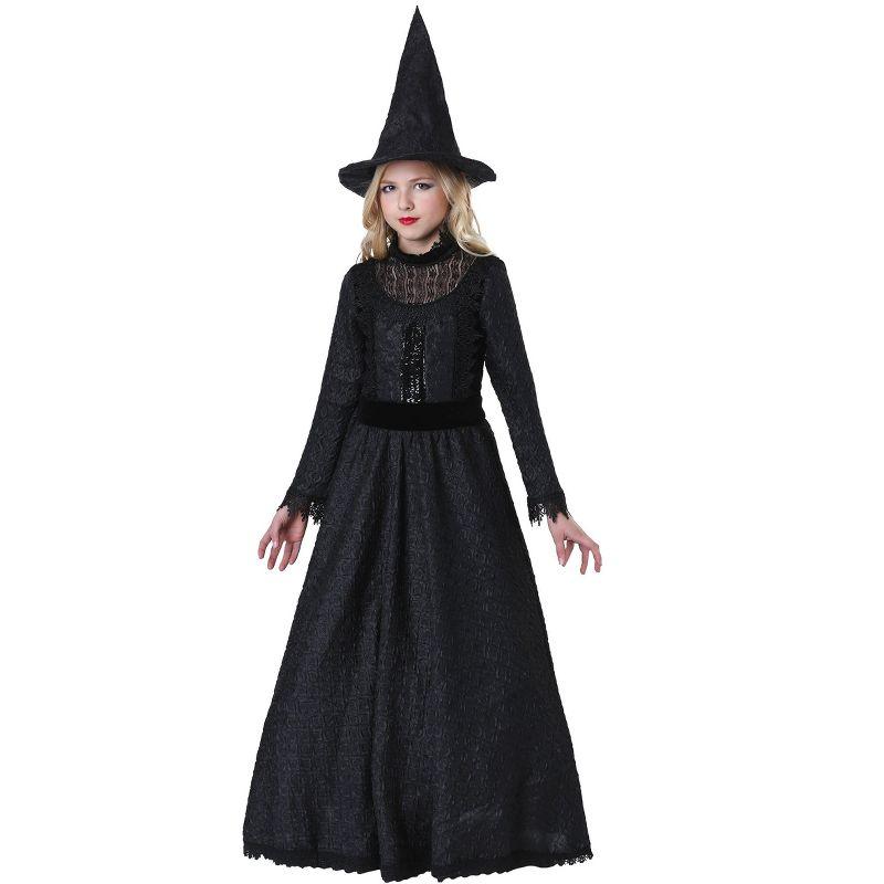 HalloweenCostumes.com Large Girl Deluxe Dark Witch Costume for Girls, Black