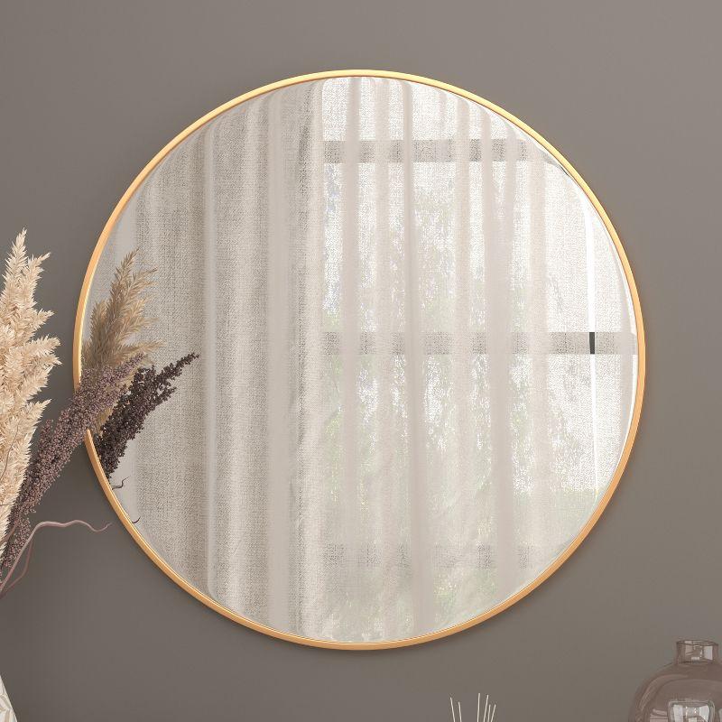 30" Round Gold Aluminum Framed Accent Mirror