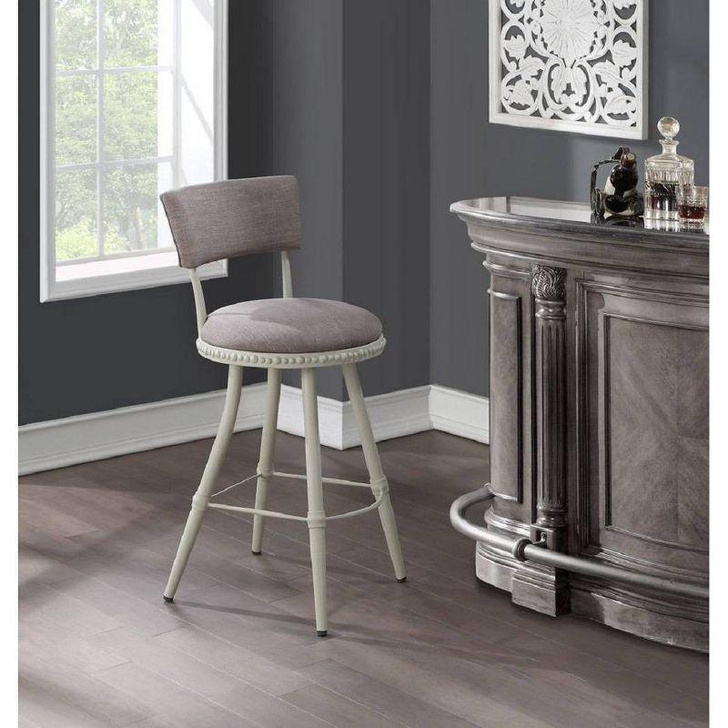 Gray Adjustable Swivel Metal Barstool with Padded Seat