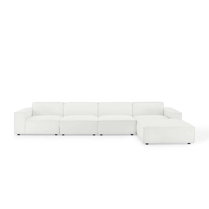 5pc Restore Sectional Sofa White - Modway: Modern Upholstered Living Room Furniture, Wood Frame