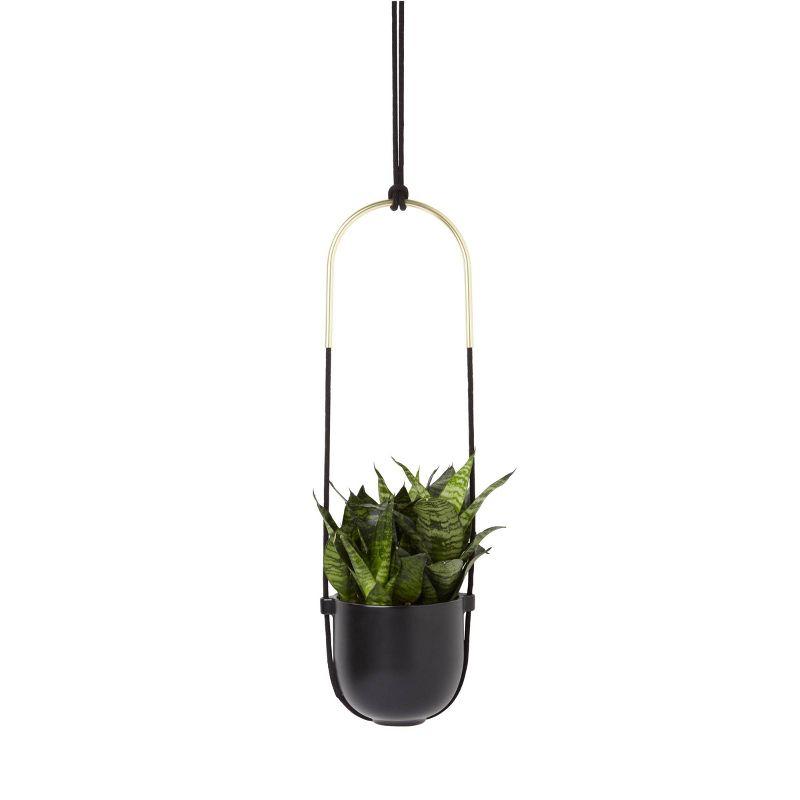 Bolo Soft Curve Black Ceramic Indoor/Outdoor Hanging Planter