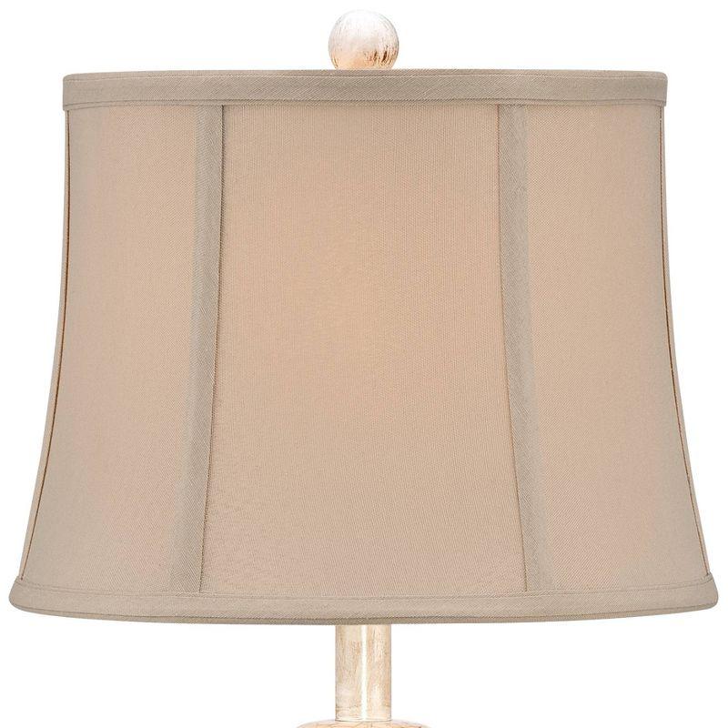 Regency Hill Sofia Rustic Country Cottage Accent Table Lamp 22" High Crackled Ivory Glaze Ceramic Beige Bell Shade for Bedroom Living Room House Home