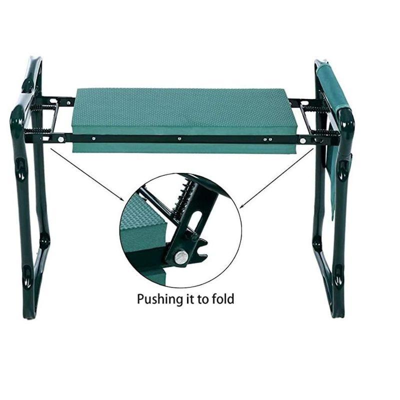 Green Portable Garden Bench and Kneeler with Tool Pockets