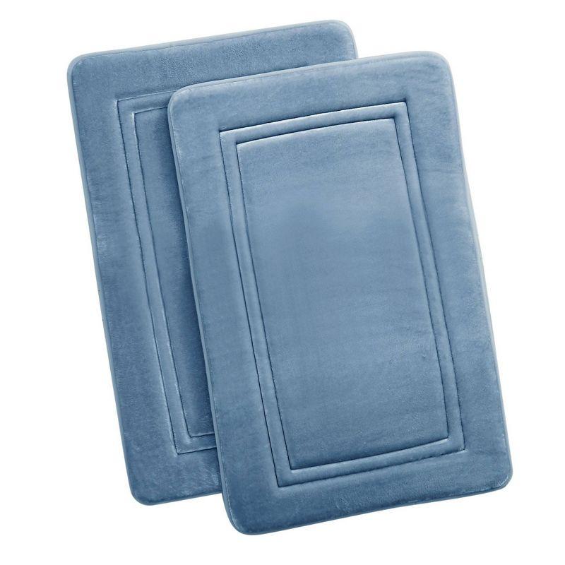 2pc 17"x24" HeiQ Antimicrobial Memory Foam Bath Rug Set - Truly Calm