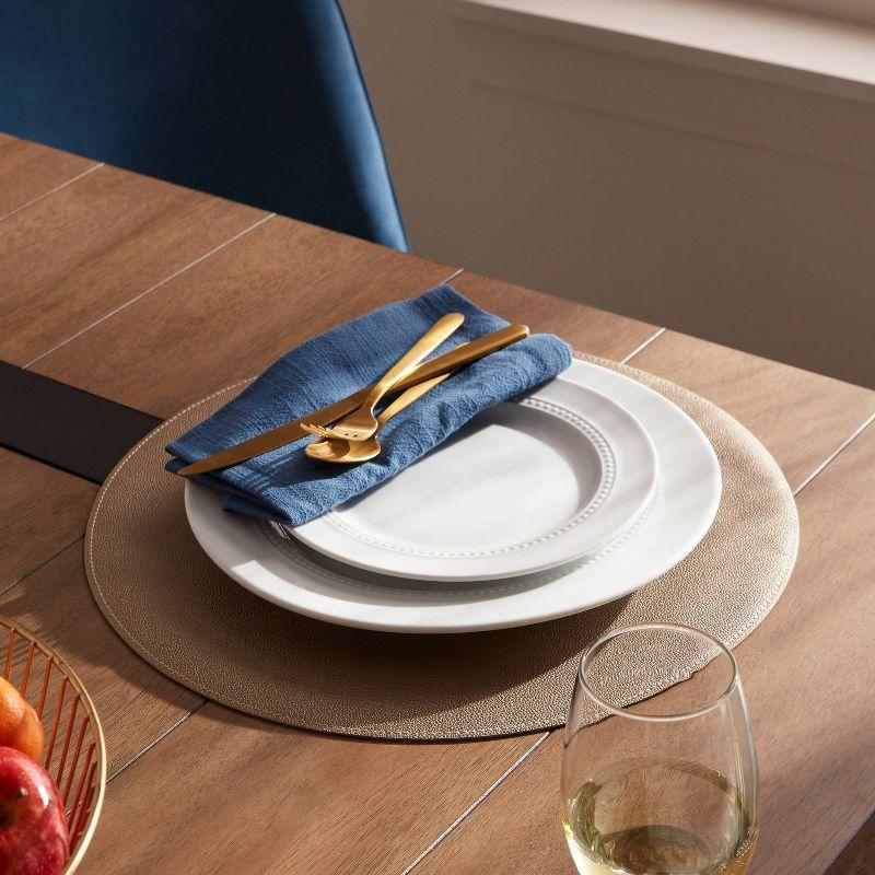 15" Round Pebble Faux Leather Charger Bronze - Threshold™: Traditional Placemat, Spring & Fall Decor