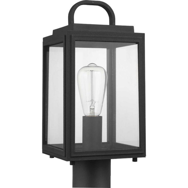 Progress Lighting Grandbury 1-Light Outdoor Post Light in Black with Clear Glass Panels and DURASHIELD Material