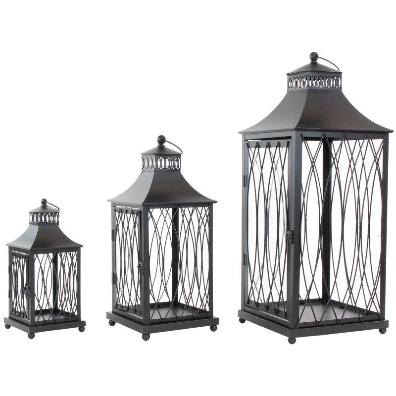 Northlight Seasonal Black Lattice Style Candle Lanterns