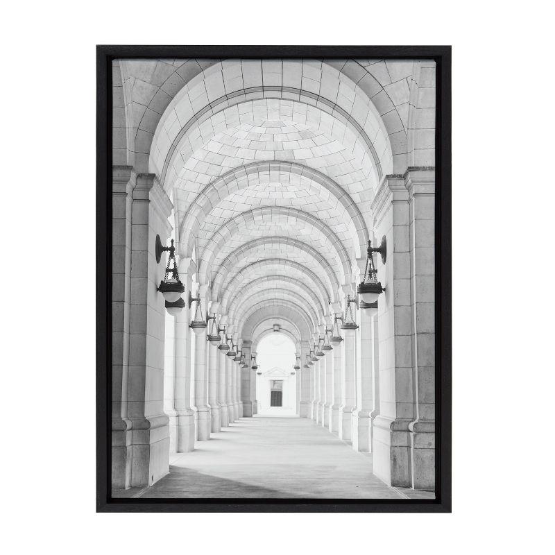 Union Station Black and White Framed Canvas Print, 18x24