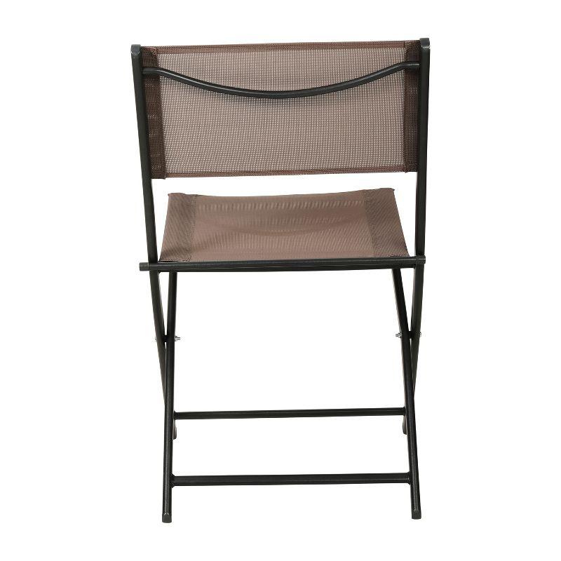 Flash Furniture Brazos Set of 4 Commercial Grade Indoor/Outdoor Folding Chairs with Brown Flex Comfort Material Backs and Seats and Black Metal Frames