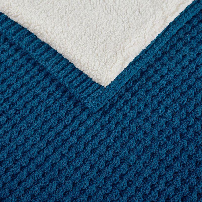 50"x60" Eden Waffle Knit Chenille Throw Blanket Navy Blue - Madison Park