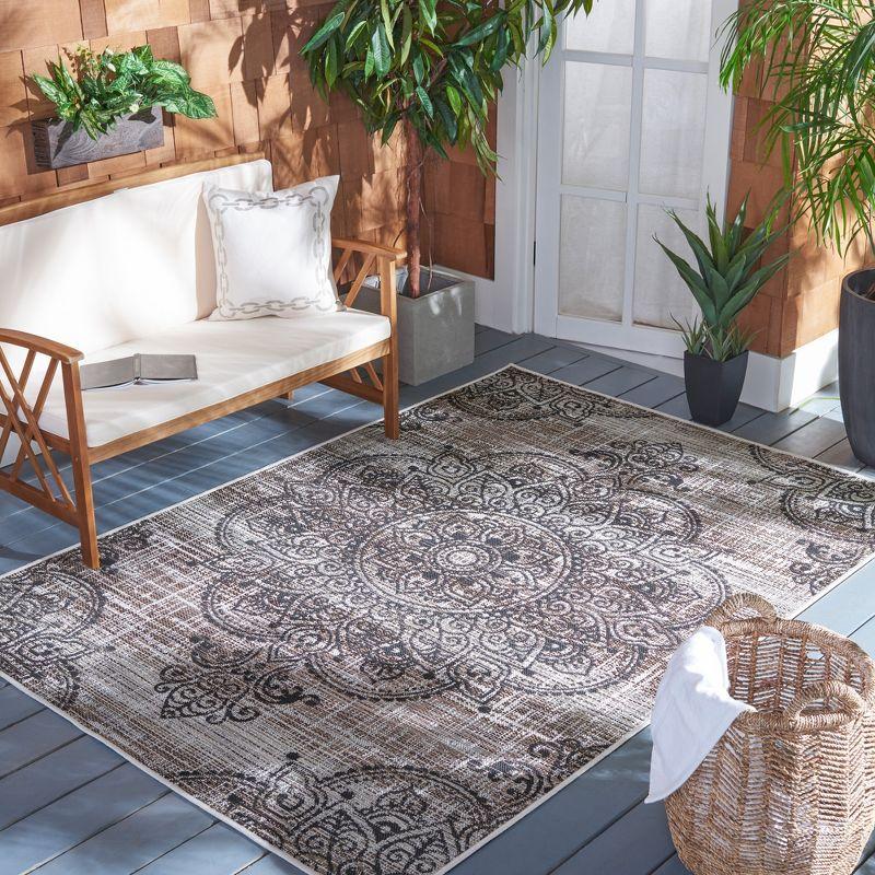 Havana Light Brown and Black Synthetic Indoor/Outdoor Rug