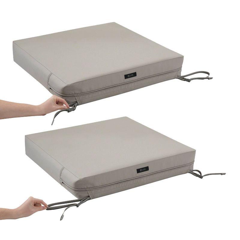 25" x 25" x 5" Ravenna Water-Resistant Square Patio Seat Cushion Slip Cover and Foam Mushroom - Classic Accessories