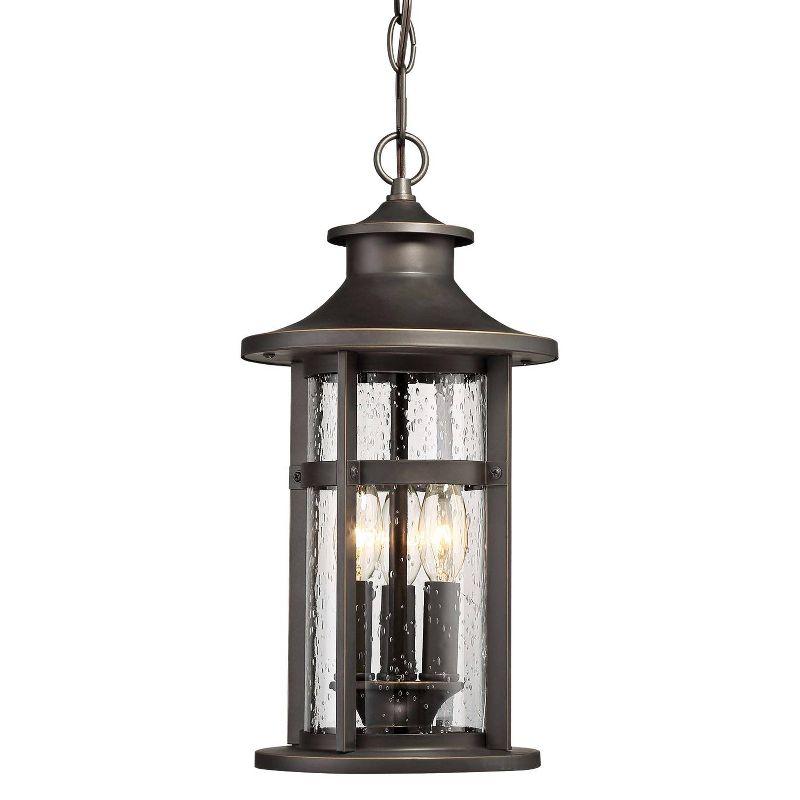 Oil Rubbed Bronze Outdoor Hanging Light with Clear Seeded Glass