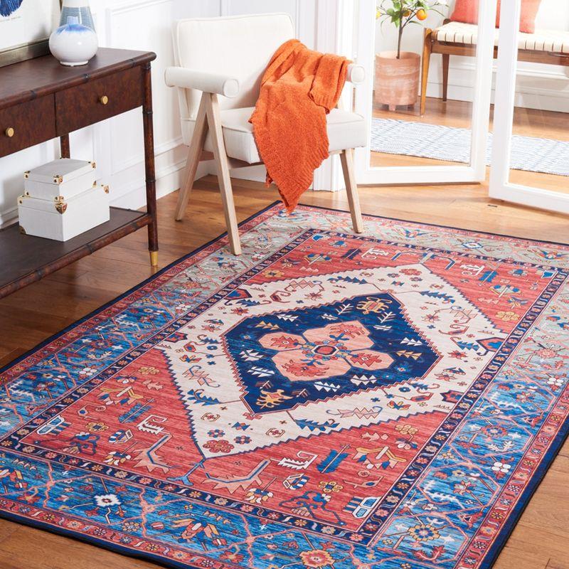 Tucson Blue Rectangular Easy-Care Synthetic Area Rug - 3' x 5'