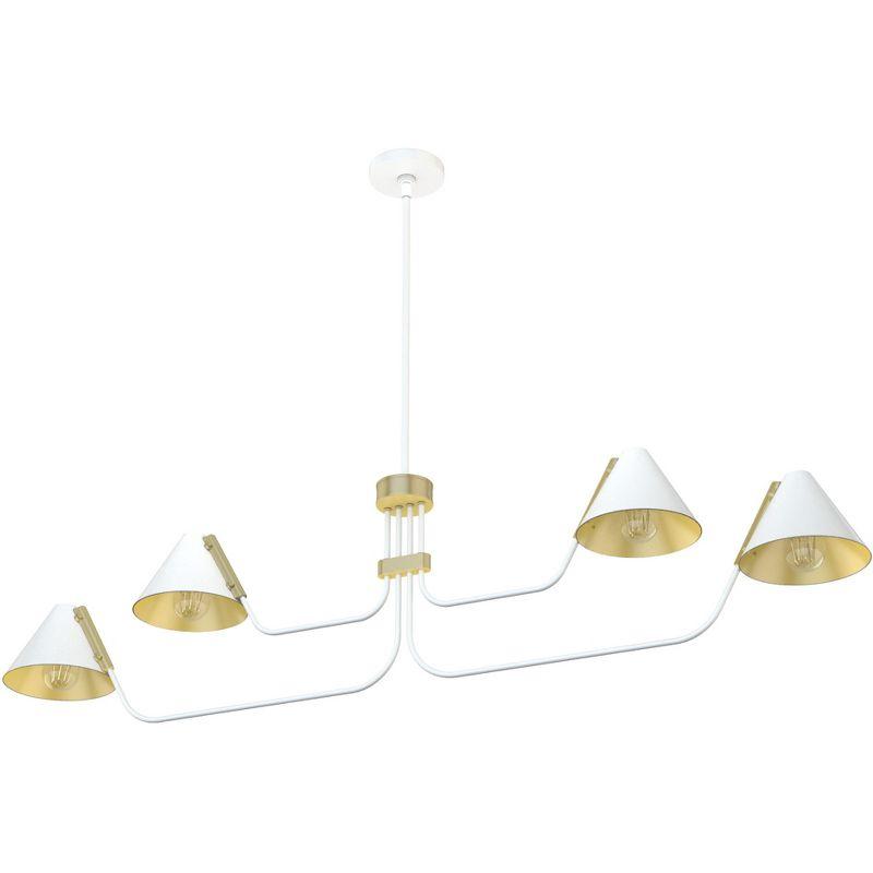 Matte White Mid-Century Inspired 4-Light Geometric Chandelier