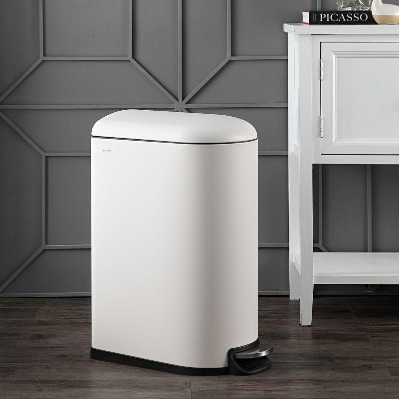 White Stainless Steel Fingerprint Resistant Step Trash Can