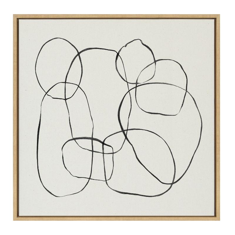 Kate and Laurel Sylvie Dancing Circles Framed Canvas by Teju Reval of SnazzyHues, 30x30, Natural
