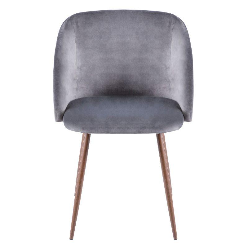 Gray Velvet Upholstered Parsons Side Chair with Metal Legs