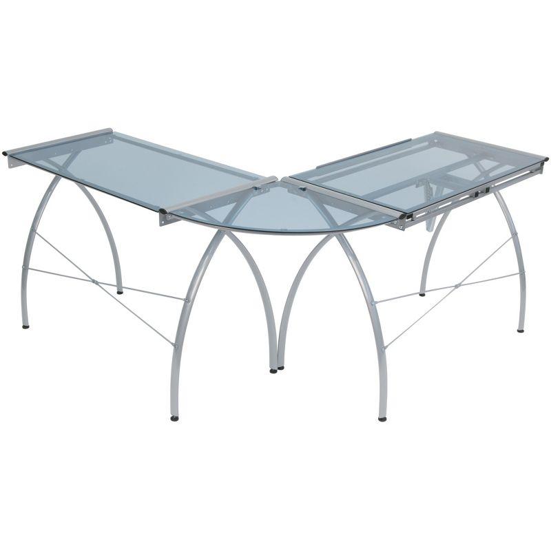 Inbox Zero Courson L-Shaped Glass Top Metal Base Drafting Table