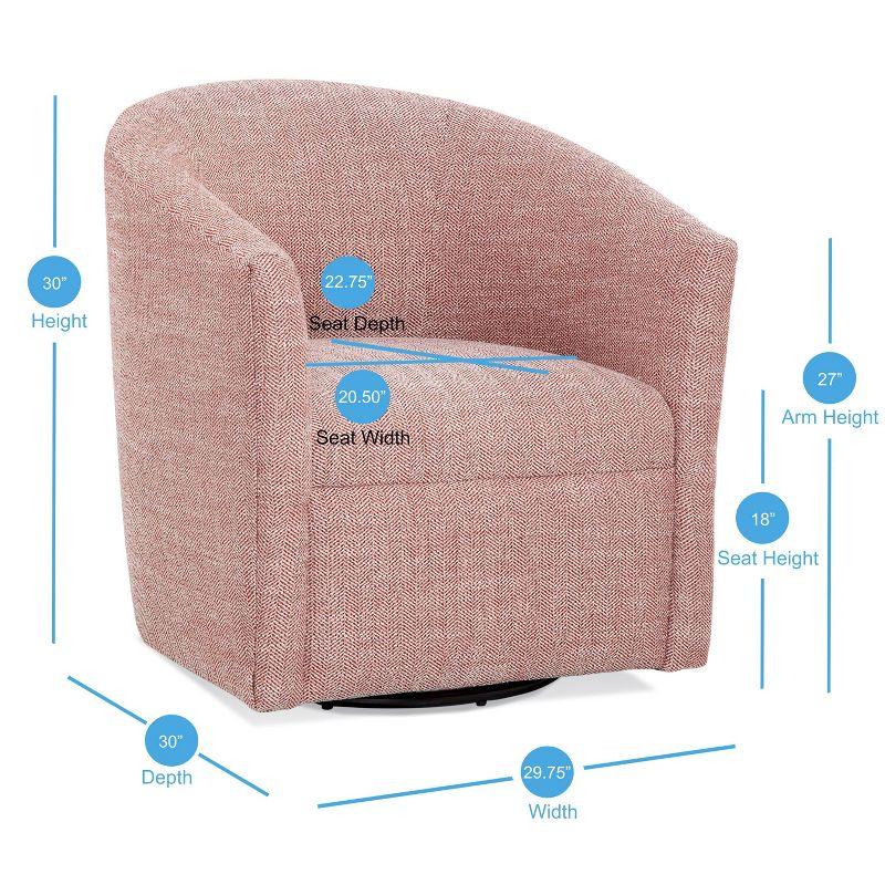 Comfort Pointe Lynton Swivel Accent Chair Henna: Upholstered Barrel, 360° Swivel, No Assembly Required