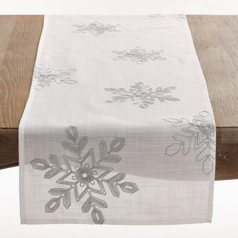 16" X 54" Snowflake Runner Silver - SARO Lifestyle