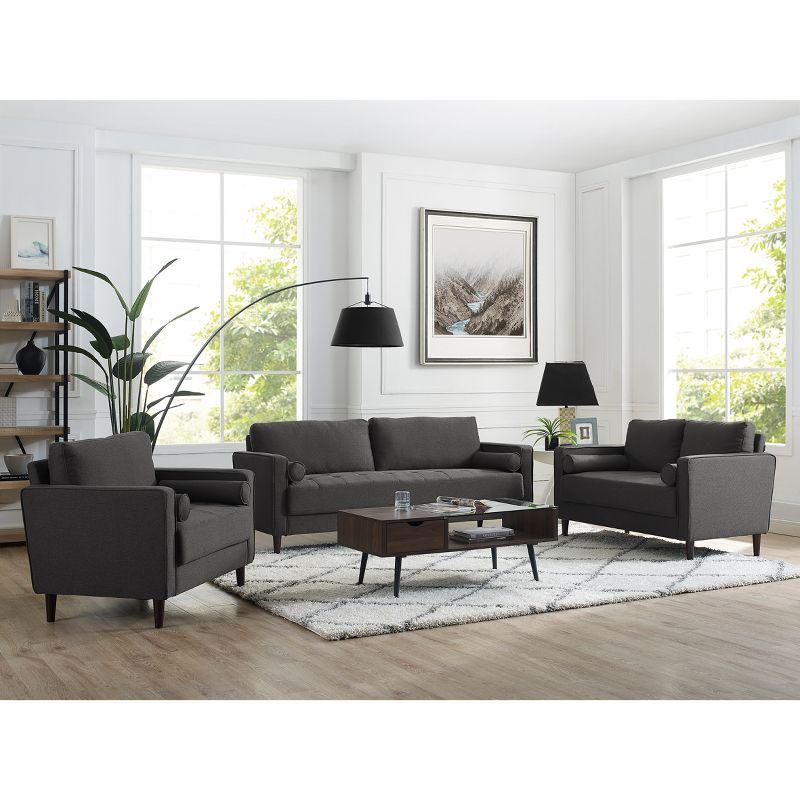 Giovanni Loveseat Gray - Lifestyle Solutions: Compact, Tufted, with Pocket Coils & High-Density Foam