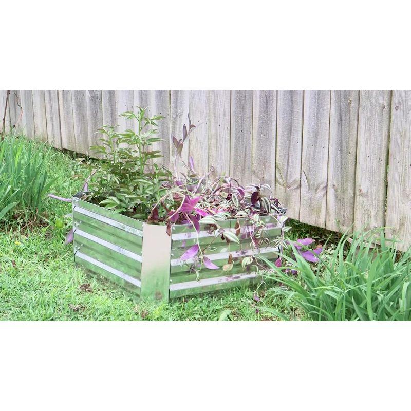Sunnydaze Corrugated Galvanized Steel Raised Garden Bed for Plants, Vegetables, and Flowers - 24" Square x 11.75" H - Dark Gray