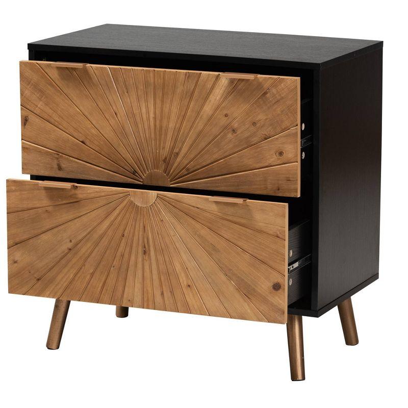 Richardson Two-Tone Wood 2 Drawer Storage Cabinet Natural Brown/Black - Baxton Studio