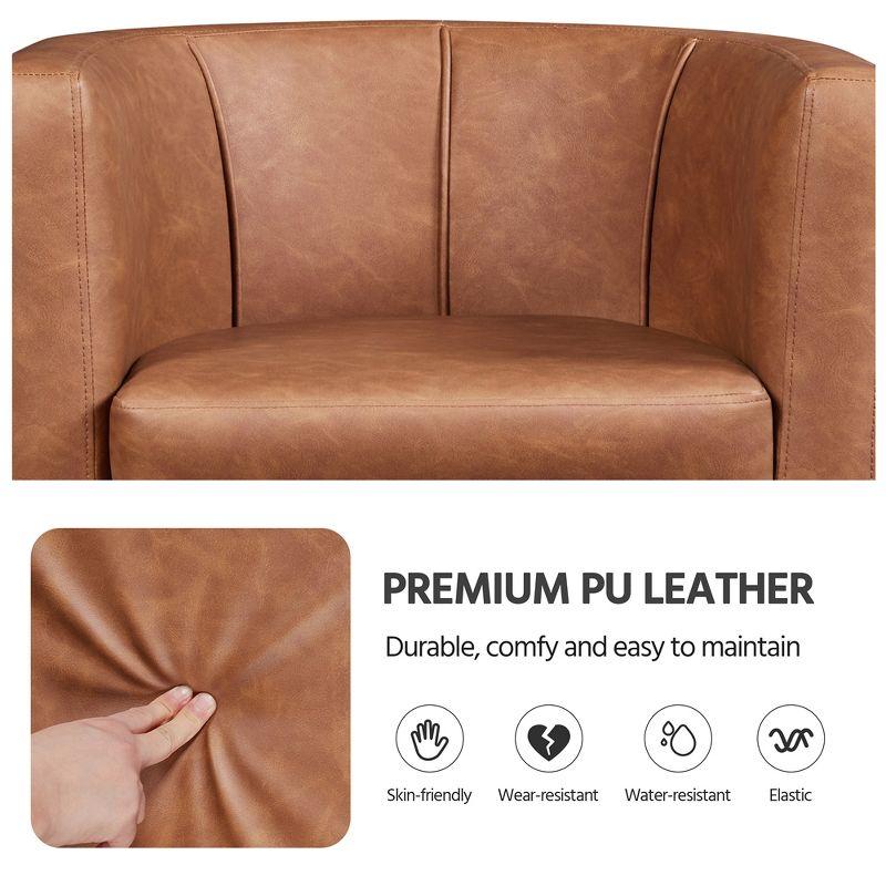 Yaheetech Faux Leather Upholstered Accent Chair Barrel Chairs, Brown