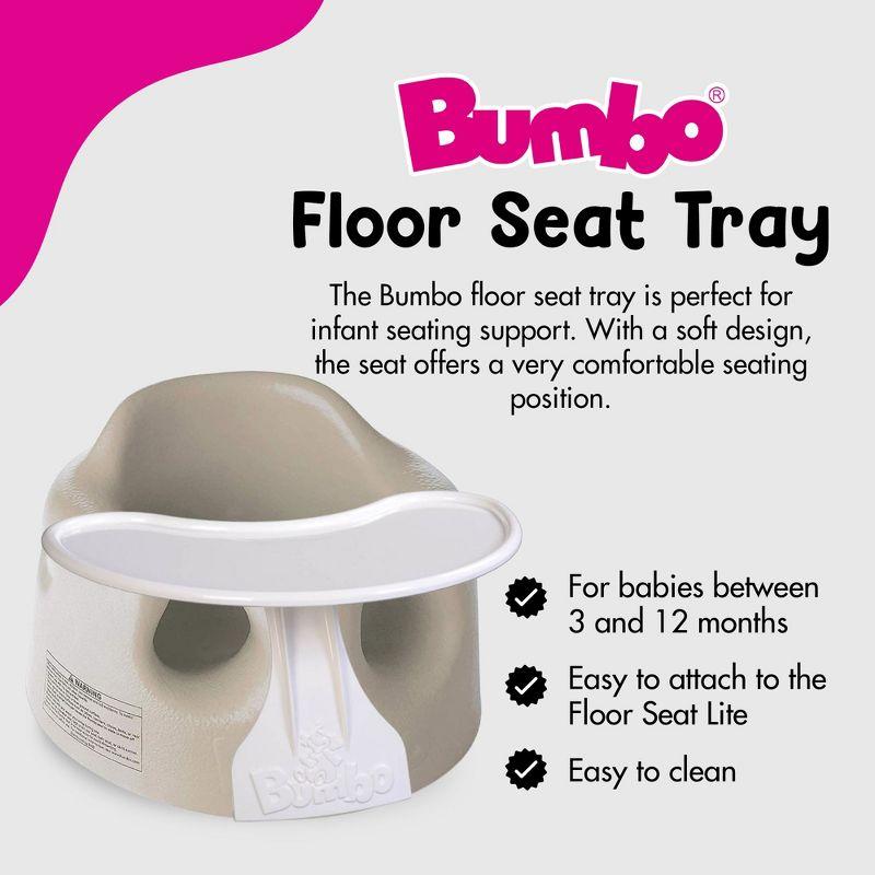 Bumbo Baby Infant Children Toddler Soft Foam Floor Seat with 3-Point Adjustable Harness and Eating and Play Top Tray Attachment, Taupe