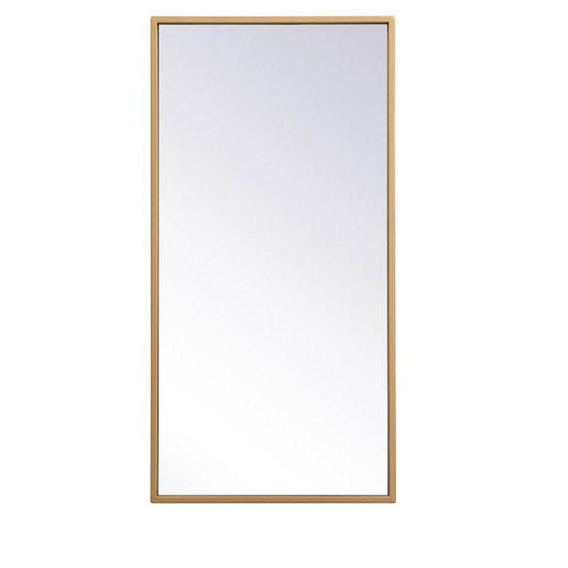 Elegant Lighting Metal frame rectangle mirror 14x28 inch in brass