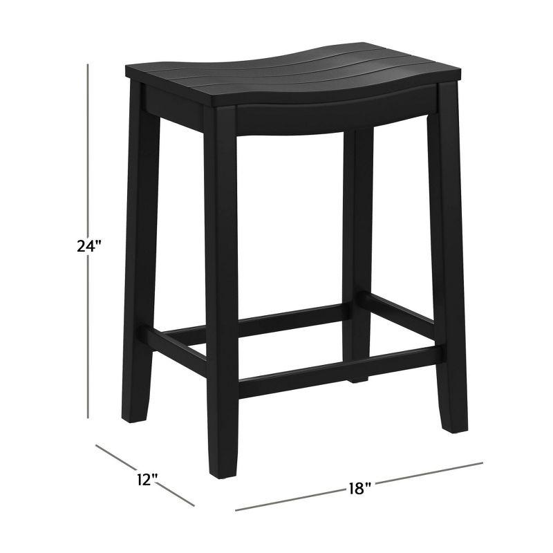 24" Fiddler Wood Backless Counter Height Barstool Black - Hillsdale Furniture: Saddle Seat, Flared Legs