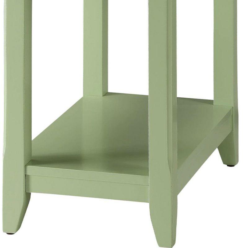 Bertie Light Green Wooden Accent Table with Drawer and Shelf