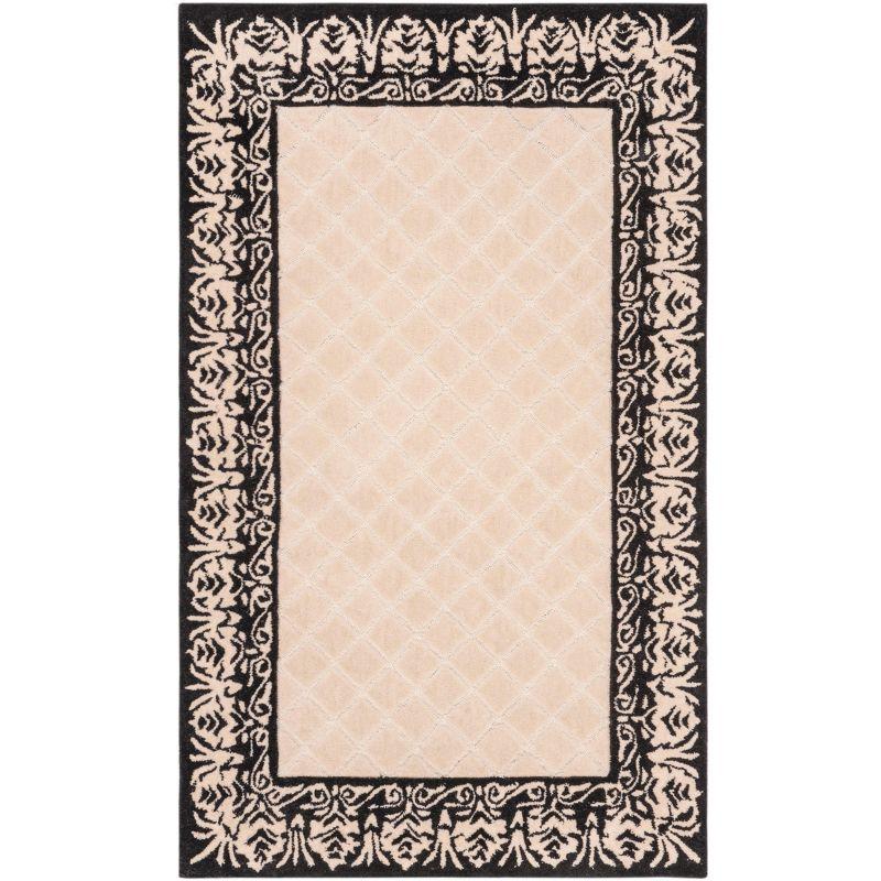 6' x 9' Black and Beige Hand-Knotted Oriental Rug