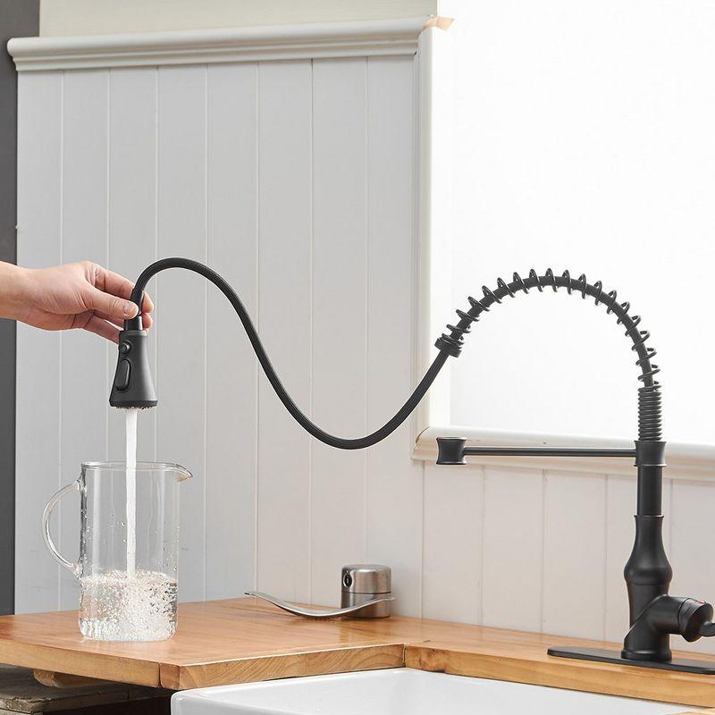 Single-Handle Pull-Down Sprayer 3 Spray High Arc Kitchen Faucet With Deck Plate