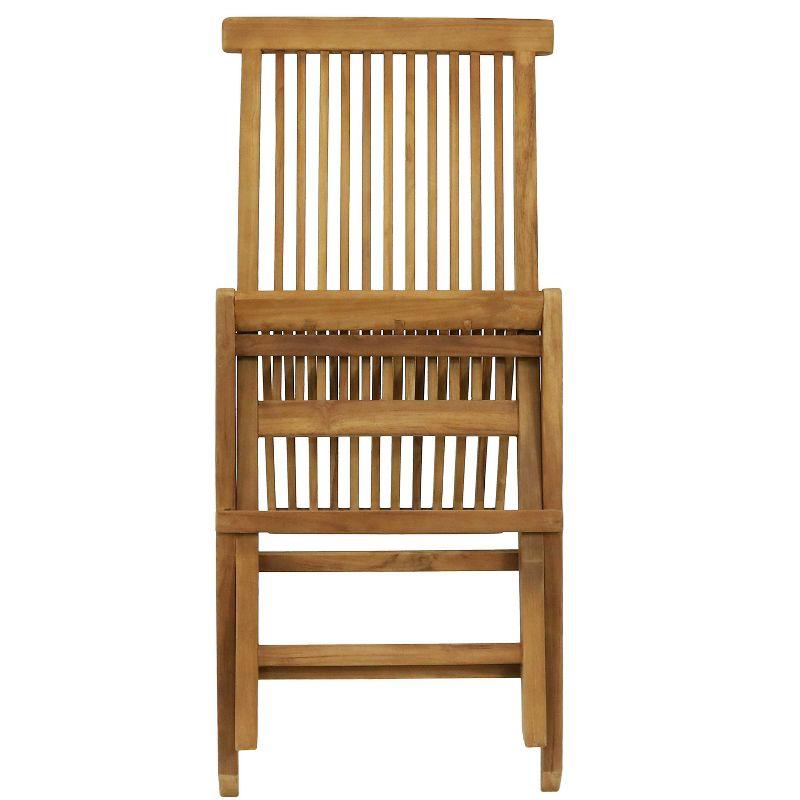 Hyannis Teak Wood Foldable Slat Back Outdoor Dining Chair - Light Brown