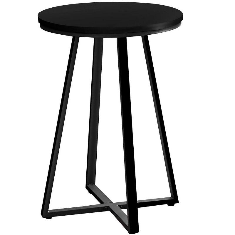 17 Stories Accent Table, Side, Round, End, Nightstand, Lamp, Living Room, Bedroom, Laminate, Black Metal, Contemporary, Modern