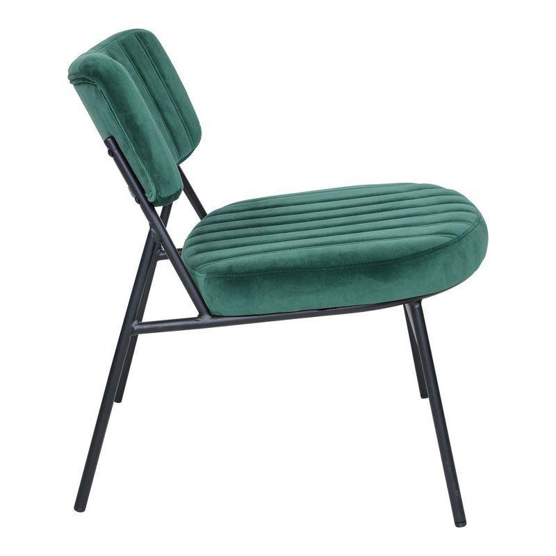 Emerald Green Velvet Accent Chairs with Metal Frame, Set of 2