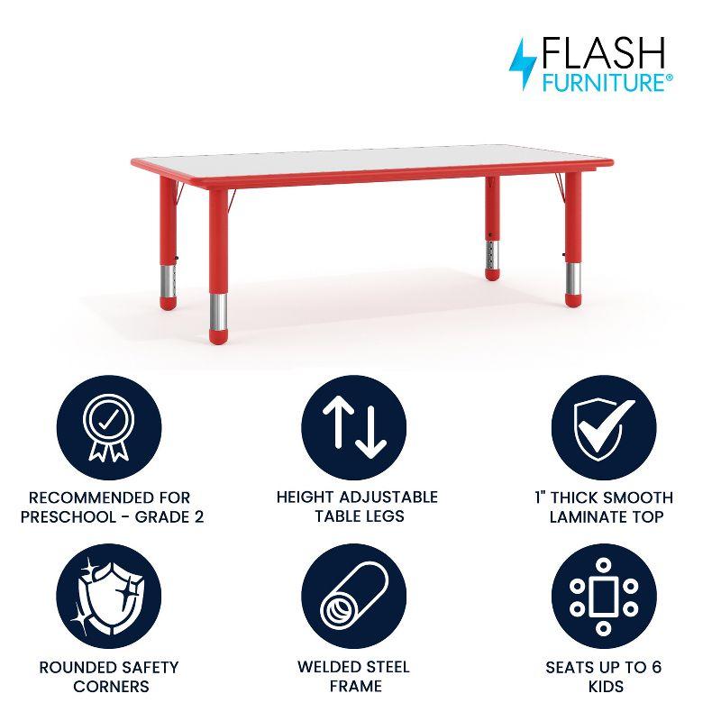 Flash Furniture 23.625"W x 47.25"L Rectangular Plastic Height Adjustable Activity Table