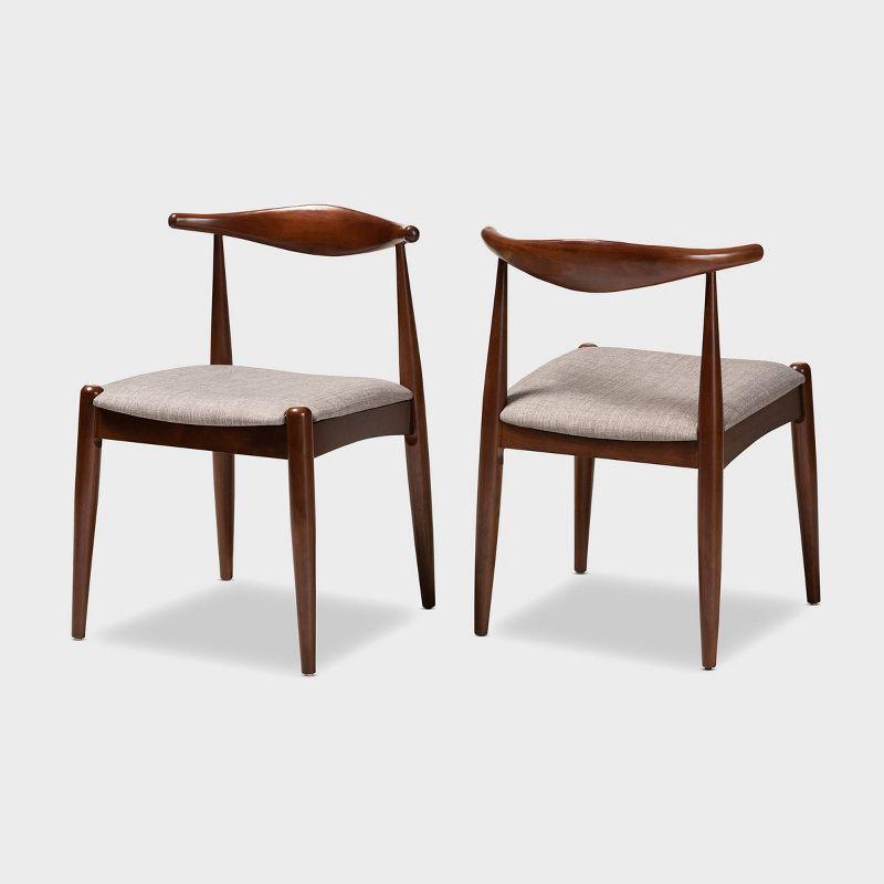 Set of 2 Aeron Wood Dining Chair Walnut - Baxton Studio: Retro-Inspired, Foam Padded, Tapered Legs