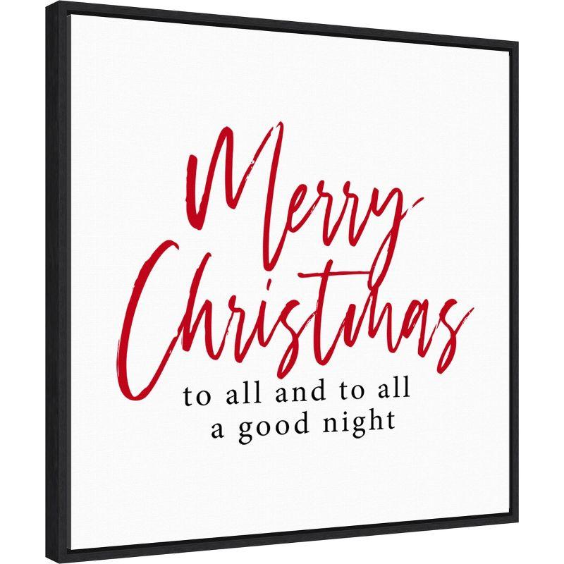 22" x 22" Merry Christmas to All Script Framed Wall Canvas - Amanti Art: Holiday Decor, Seasonal Typography