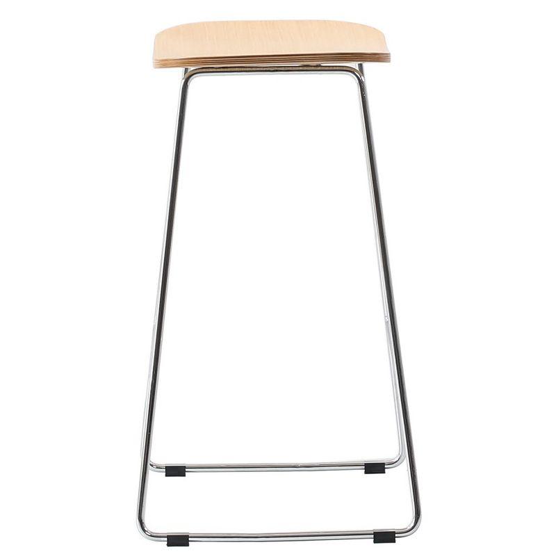 Leisuremod Melrose Modern Barstool with MDF seat in Chrome Base, Natural Wood