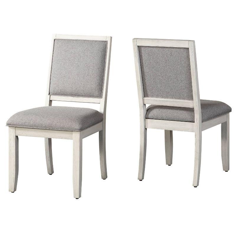 7pc Canova Dining Set Weathered White - Steve Silver Co.: Gray Velvet Chairs, Rectangle Table