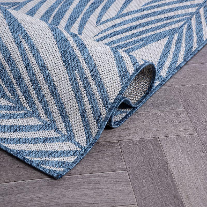 World Rug Gallery Contemporary Distressed Leaves Textured Flat Weave Indoor/Outdoor Area Rug - BLUE 5' X 7'