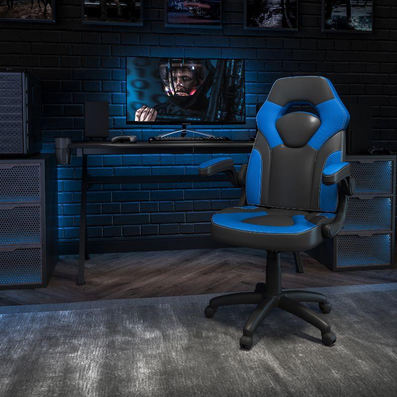 Flash Furniture X10 Gaming Chair Racing Office Ergonomic Computer PC Adjustable Swivel Chair with Flip-up Arms