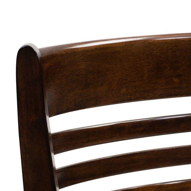 Set of 2 Woodgrove Counter Height Barstools with Slat Backrest Dark Cappuccino White - CorLiving: Faux Leather, Swivels, Rubberwood Legs